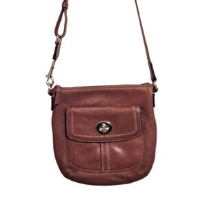 Coach Hamilton Pebbled Leather Crossbody Bag Pink 9 x 9